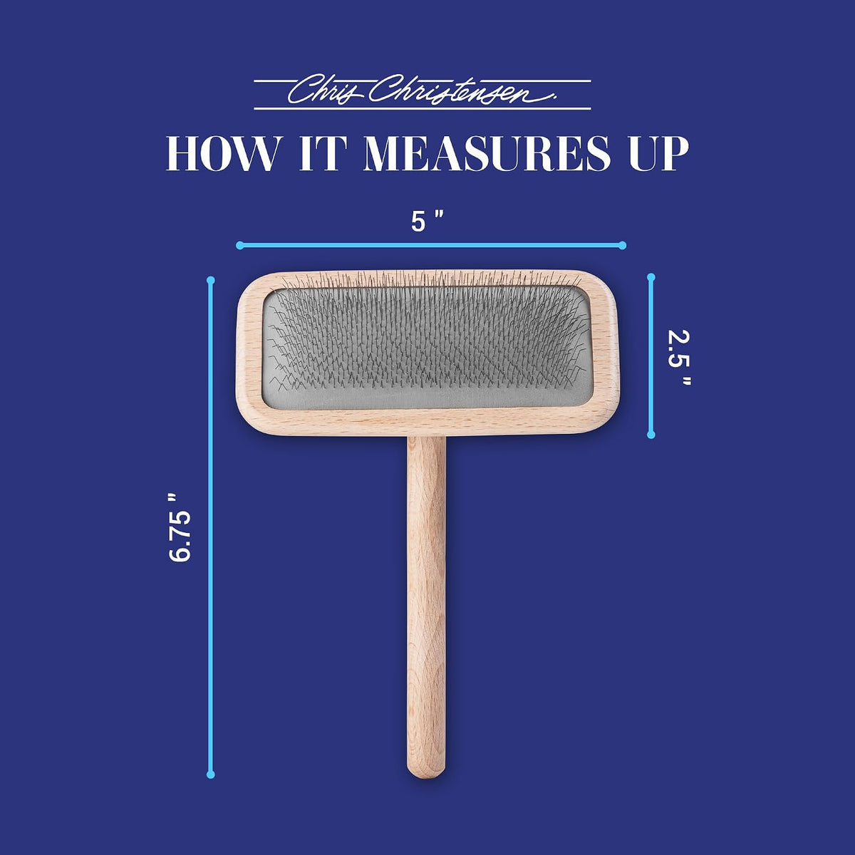 Chris Christensen Mark III Slicker Brush for Dogs, 12mm Pins, Groom Like a Pro, Handcrafted Lightweight Beechwood Ergonomic Handle, Stainless Steel Pins, A5III Medium. Made in Germany. 