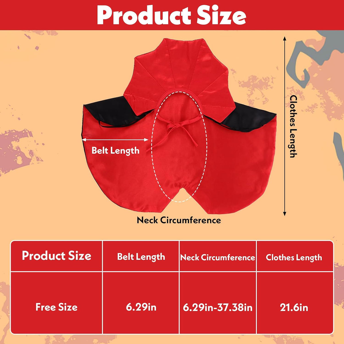 Halloween Vampire Cloak Costume,Stand-Collar Pet Cape Accessories