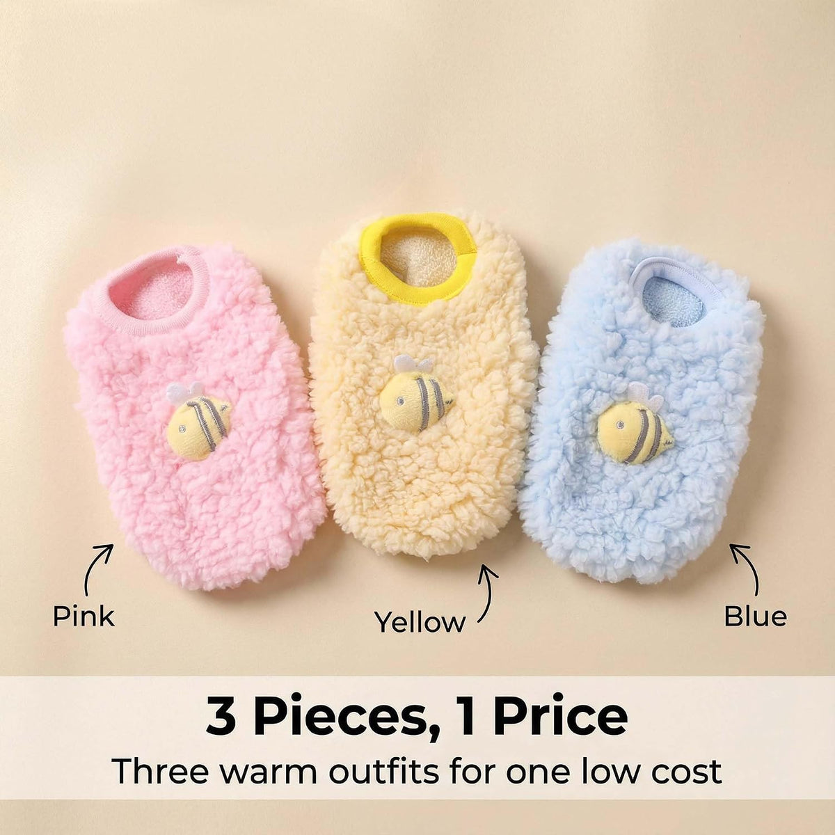 FLAdorepet 3 Packs Dog Cat XXS Clothes Sweater for Puppy Kitten Yorkie,XXS