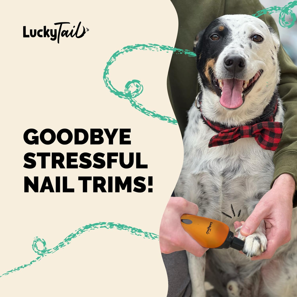 LuckyTail Dog Nail Grinder, Whisper-Quiet, Low-Vibration Trimmer with Light