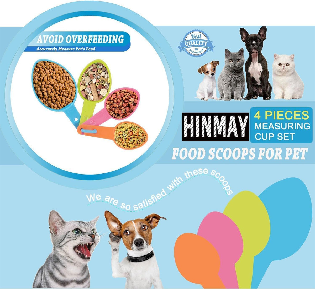 HINMAY Pet Food Scoops Plastic Measuring Cups Set, Set of 2