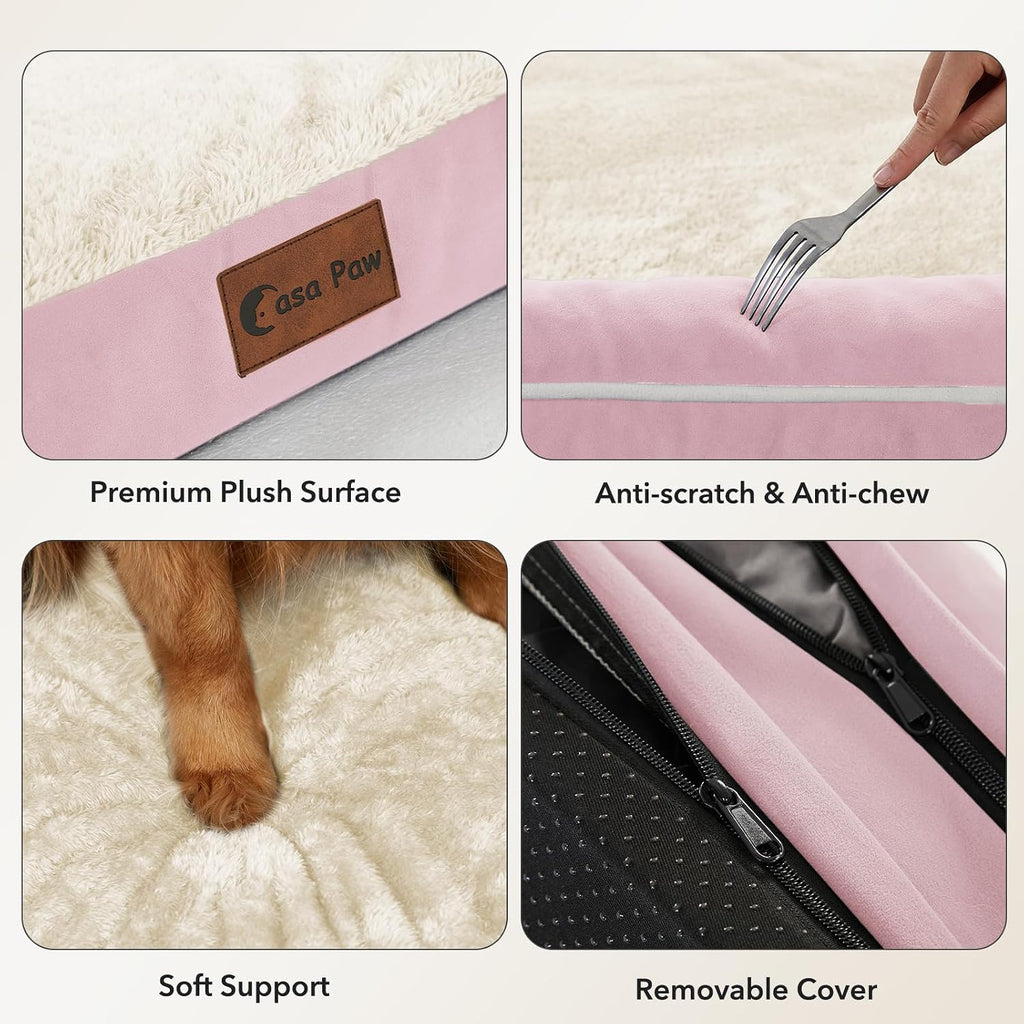 Orthopedic Washable Dog Bed for Extra Large Dogs, 53x42in, Pink
