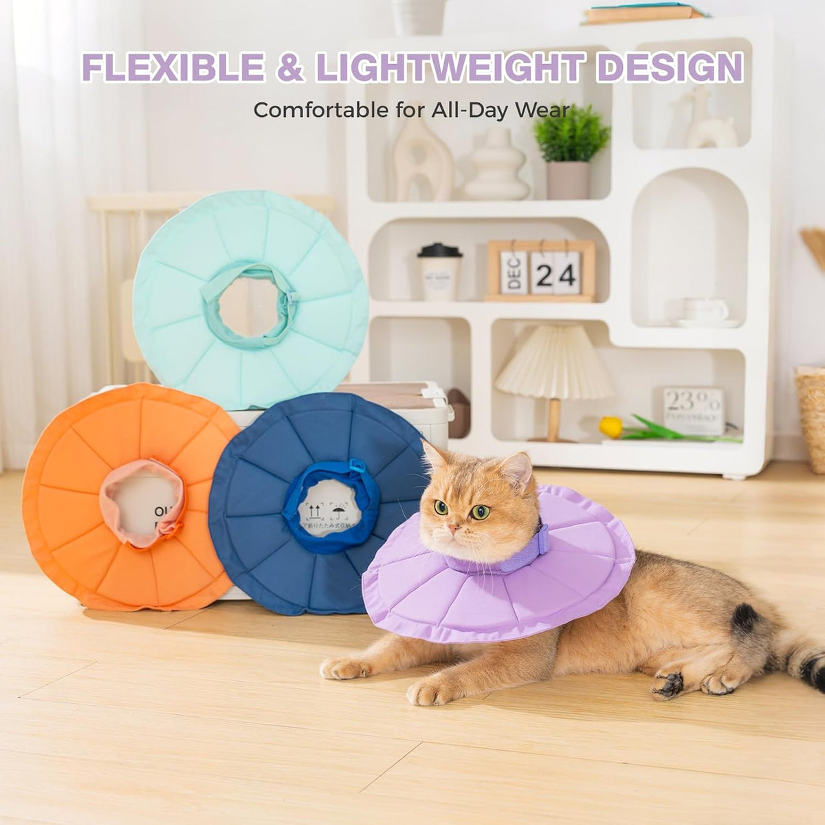 Avont Inflatable Cat Cone, Lightweight Recovery Collar, S Purple