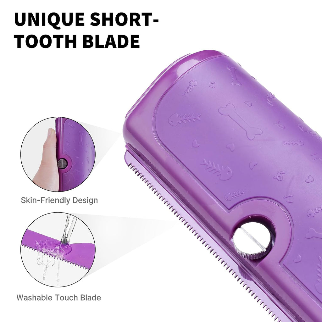 Cat and Dog Deshedding Brush for Short Hair, Purple