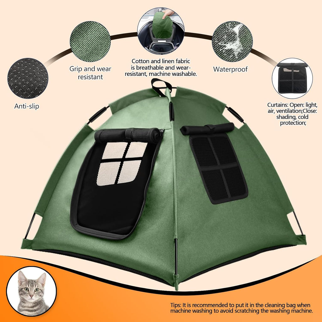 Portable Pet Tent, Full-Enclosure Zippered Mesh, Indoor & Outdoor