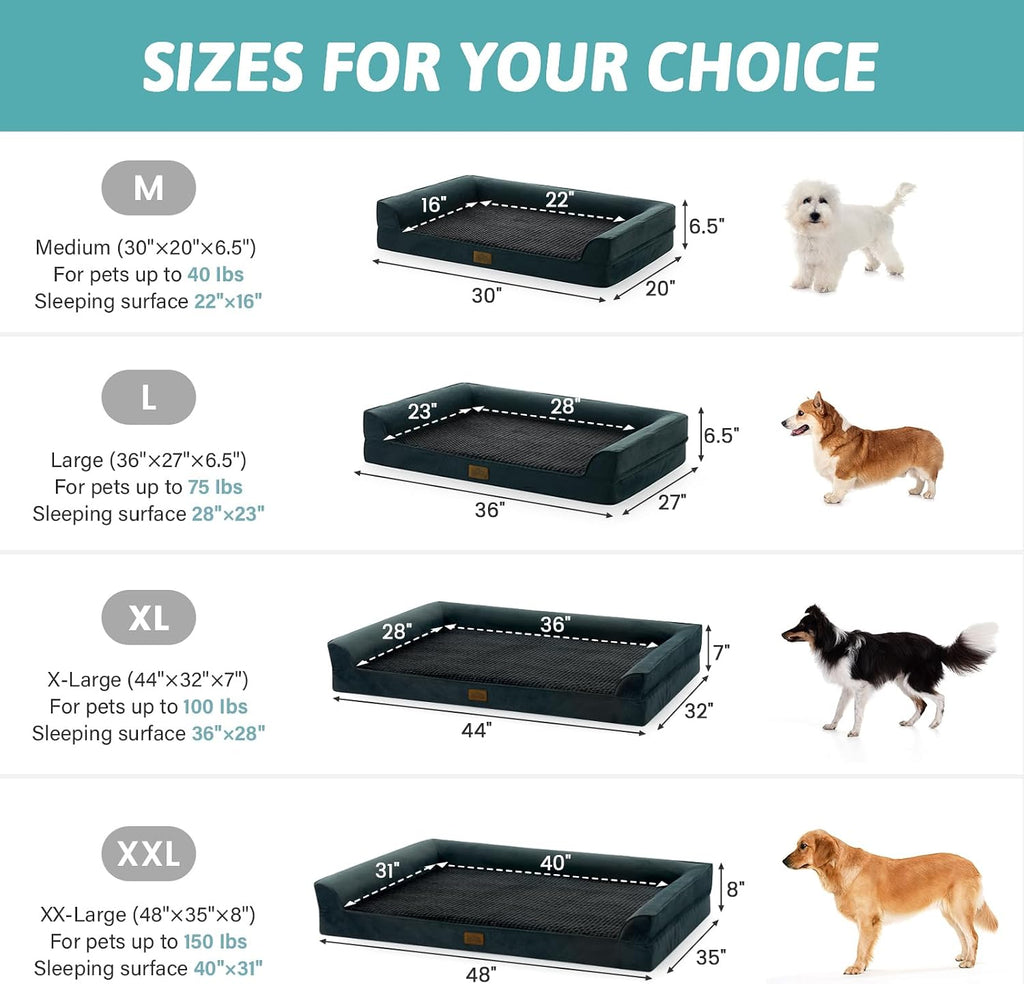 COZY KISS Orthopedic Dog Bed for Extra Large Dogs, U Shaped XXL 48x35 inch