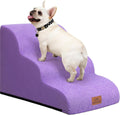 Zerbuger Dog Ramp and Stairs for Bed, Purple 3 Steps 16" H, Nonslip Cover