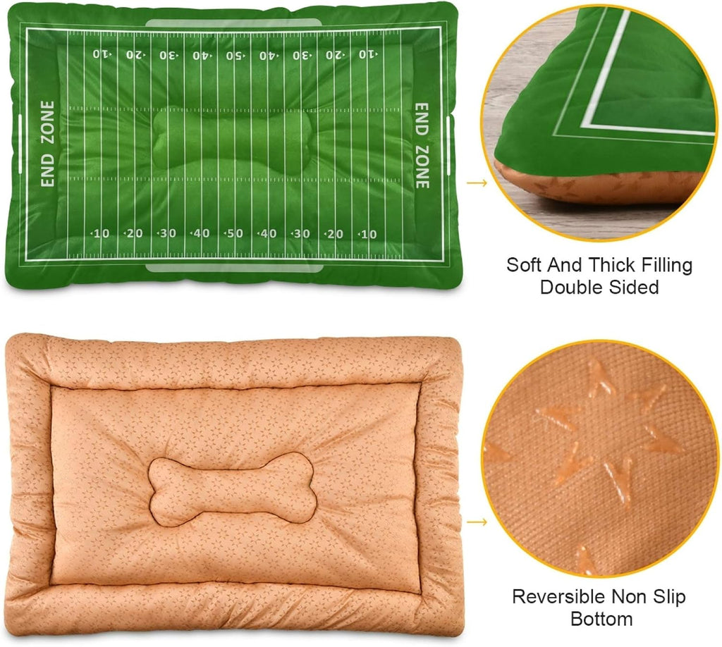 Blueangle American Football Field Dog Bed Cat Bed, Rectangle Comfortable Pet Bed, Ultra Soft Calming Dog Bed for Small Medium Large Dogs, 18" x 24"