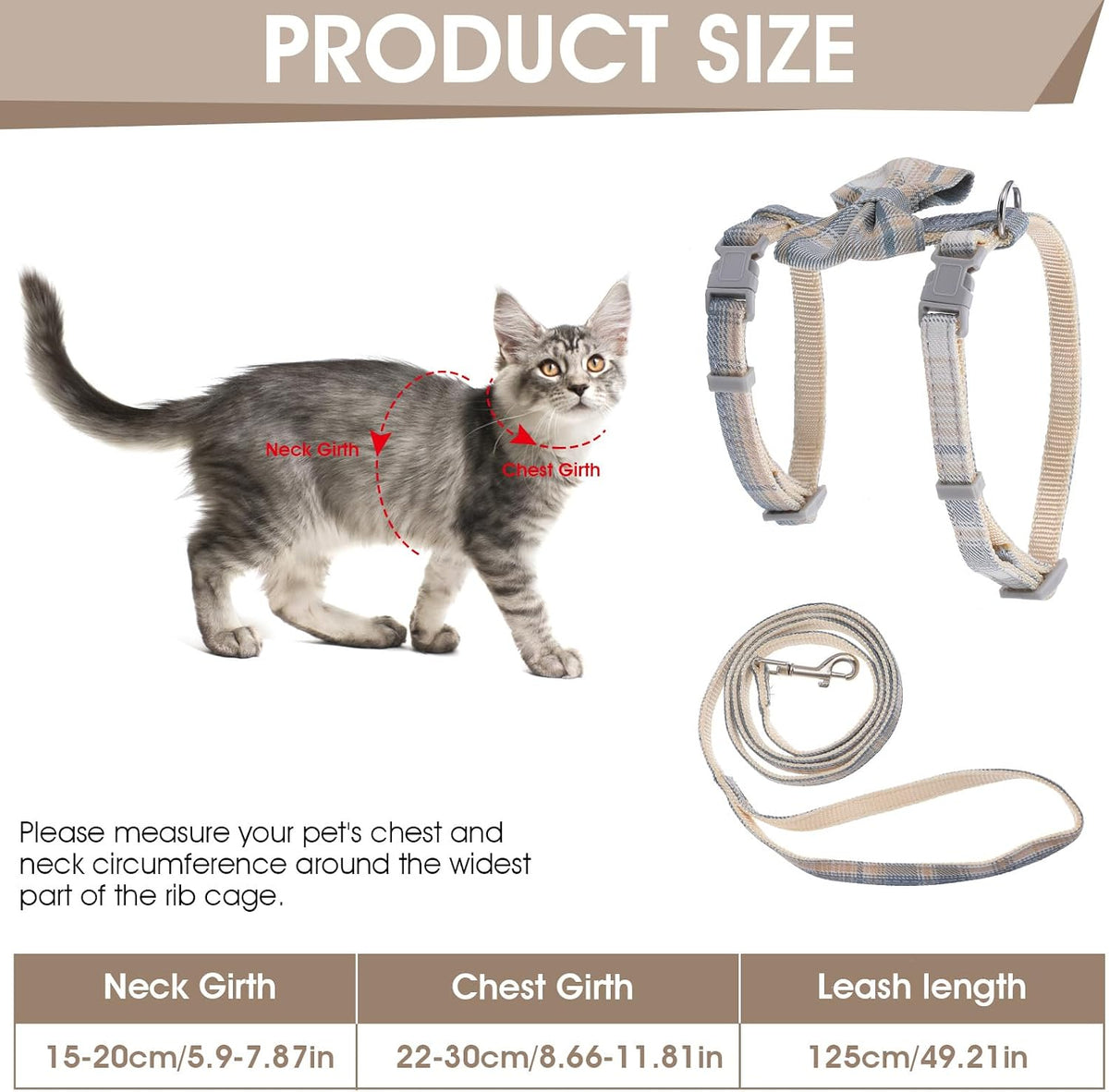 TIESOME Cat Harness and Leash Set, Adjustable Gradient Kitten Harness