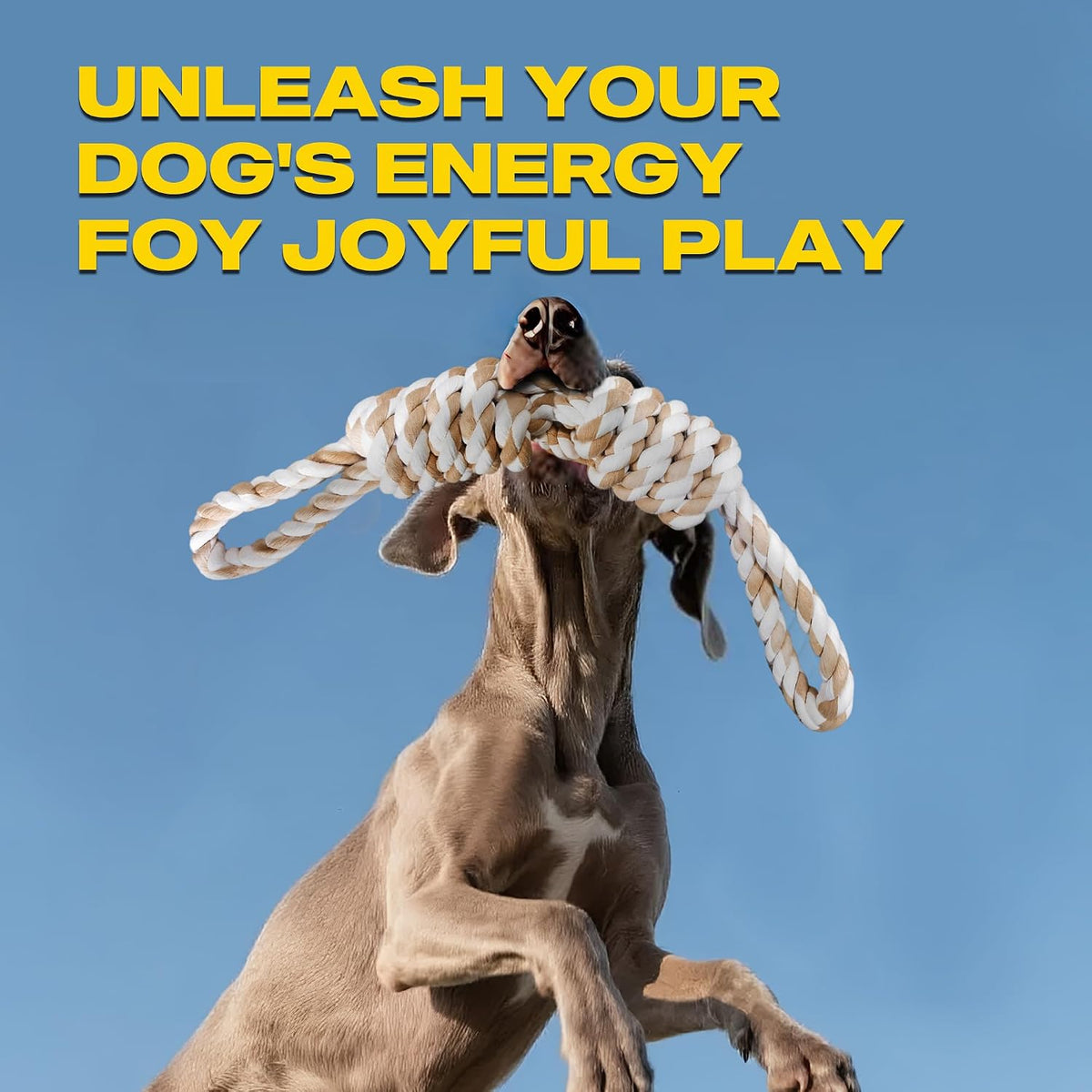 Fida Dog Rope Toys for Aggressive Chewers, Tug Toys for Large Medium Dogs | Heavy Duty Pull Rope for Tug of War with 2 Handles, Natural Cotton, Teeth Cleaning