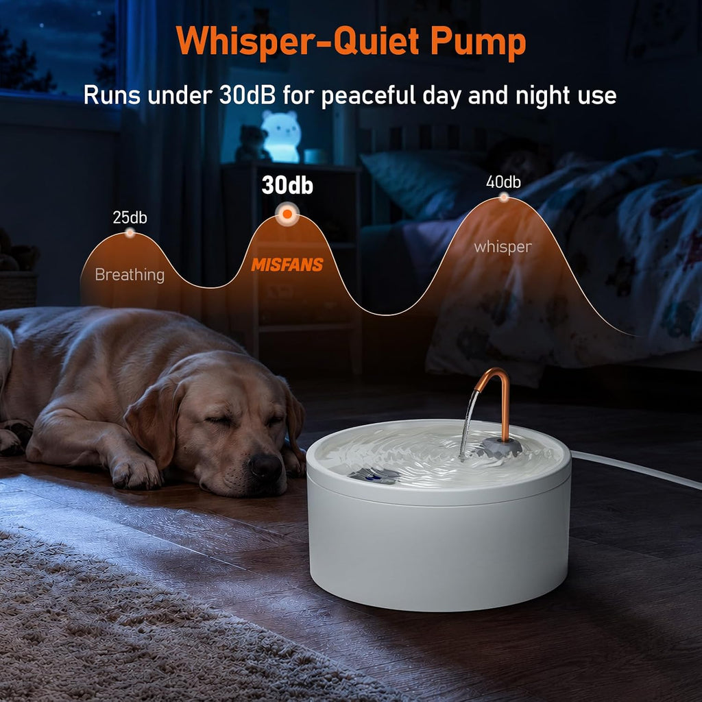MISFANS Ceramic Dog Water Fountain, All-Ceramic Body, Pure Copper Spout