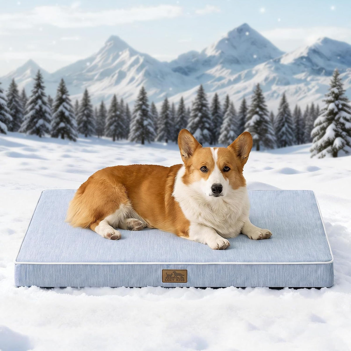 COZY KISS Cooling Orthopedic Dog Bed, Q-Max>0.5, Waterproof Lining, 36x27in