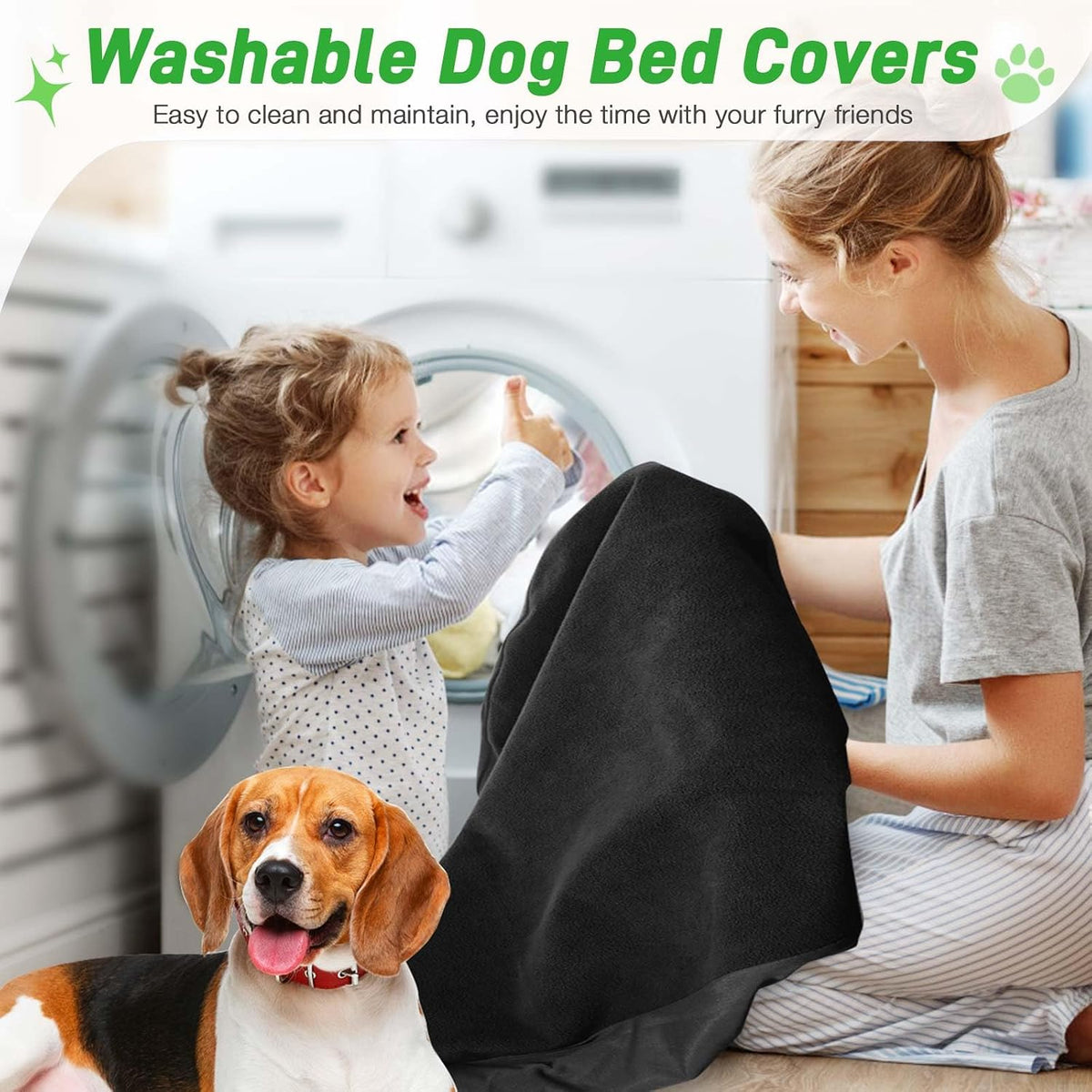 Dog Bed Covers Replacement Washable 100% Waterproof Soft Dog Bed Sheet Black 2 Pack 42" x 28" L