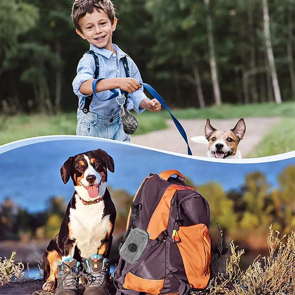 2pcs Dog Poop Bag Holder with 2 Hands-free holder Poop Bag Dispenser Pet Dog Waste Bag Dispenser Leash Attachment Fits Any Dog Leash for Dog Cat and Other Pets(Gray)