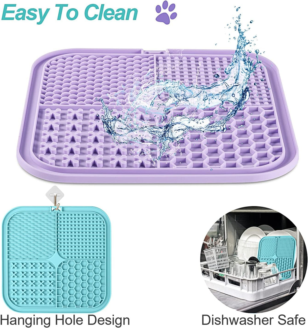 LUKITO Lick Mat for Dogs & Cats 2 Pack, Slow Feeder Licking Pad with Suction Cups for for Anxiety Relief and Boredom Reducer, Perfect for Bathing Grooming 