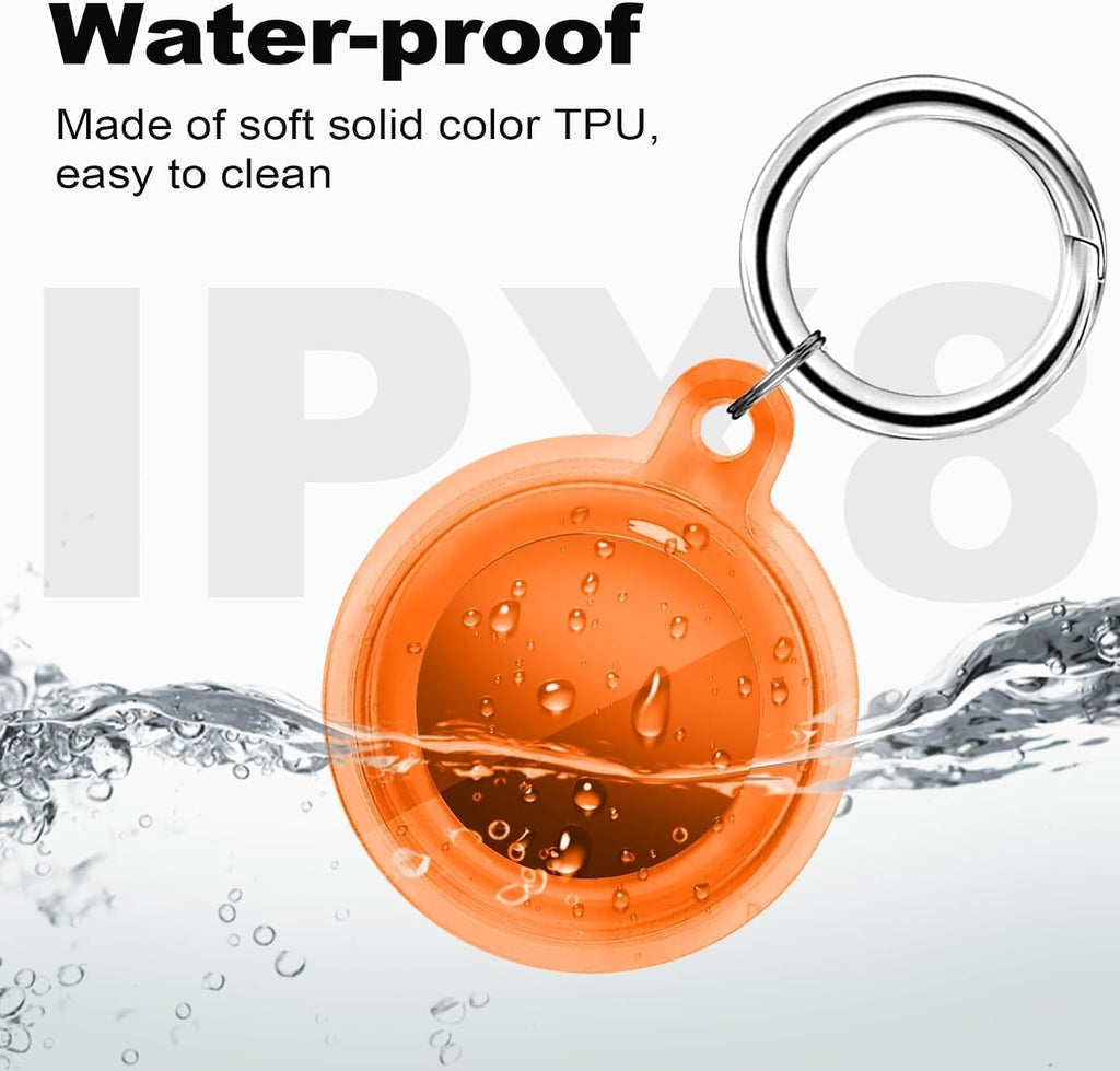 IPX8 Waterproof Case for AirTag 2nd Gen (2026) & 1st Gen, Full Body Holder Keychain, Anti-Scratch Cover for Apple for Air Tags, Luggage, Pet Collar, Car Keys, Kids（Orange）