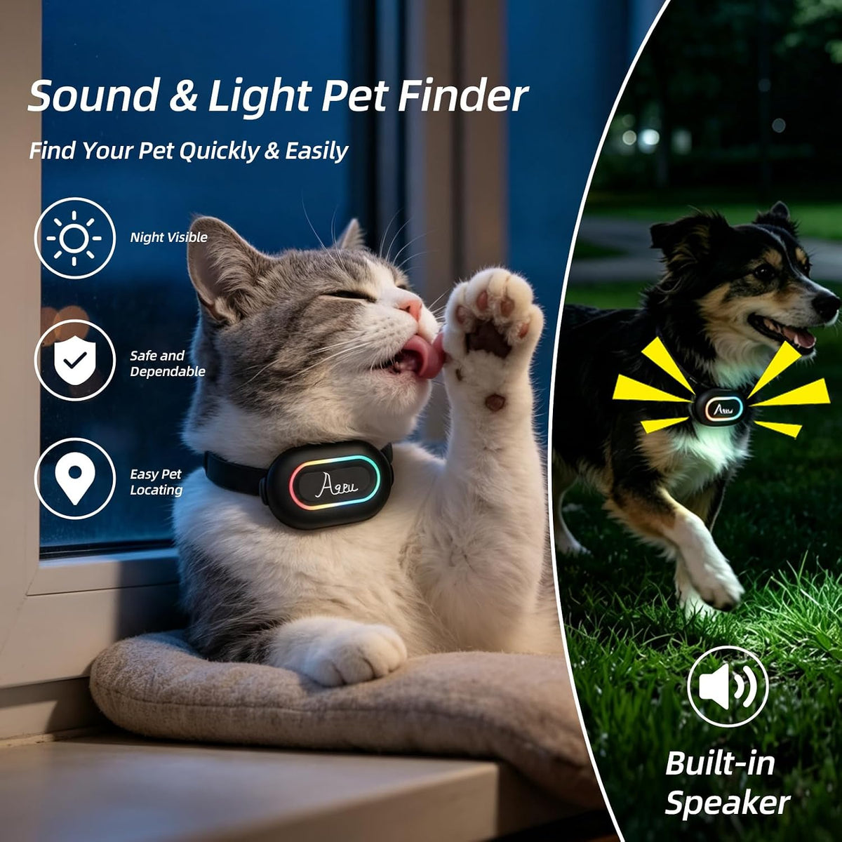 GPS Tracker for Dogs, Cats, Kids, Seniors, Cars, Luggage & Pets - Real-Time Tracking with Floor-Level Positioning, Waterproof Mini Locator with Geofence Alert, LED Light, Voice & Long Battery