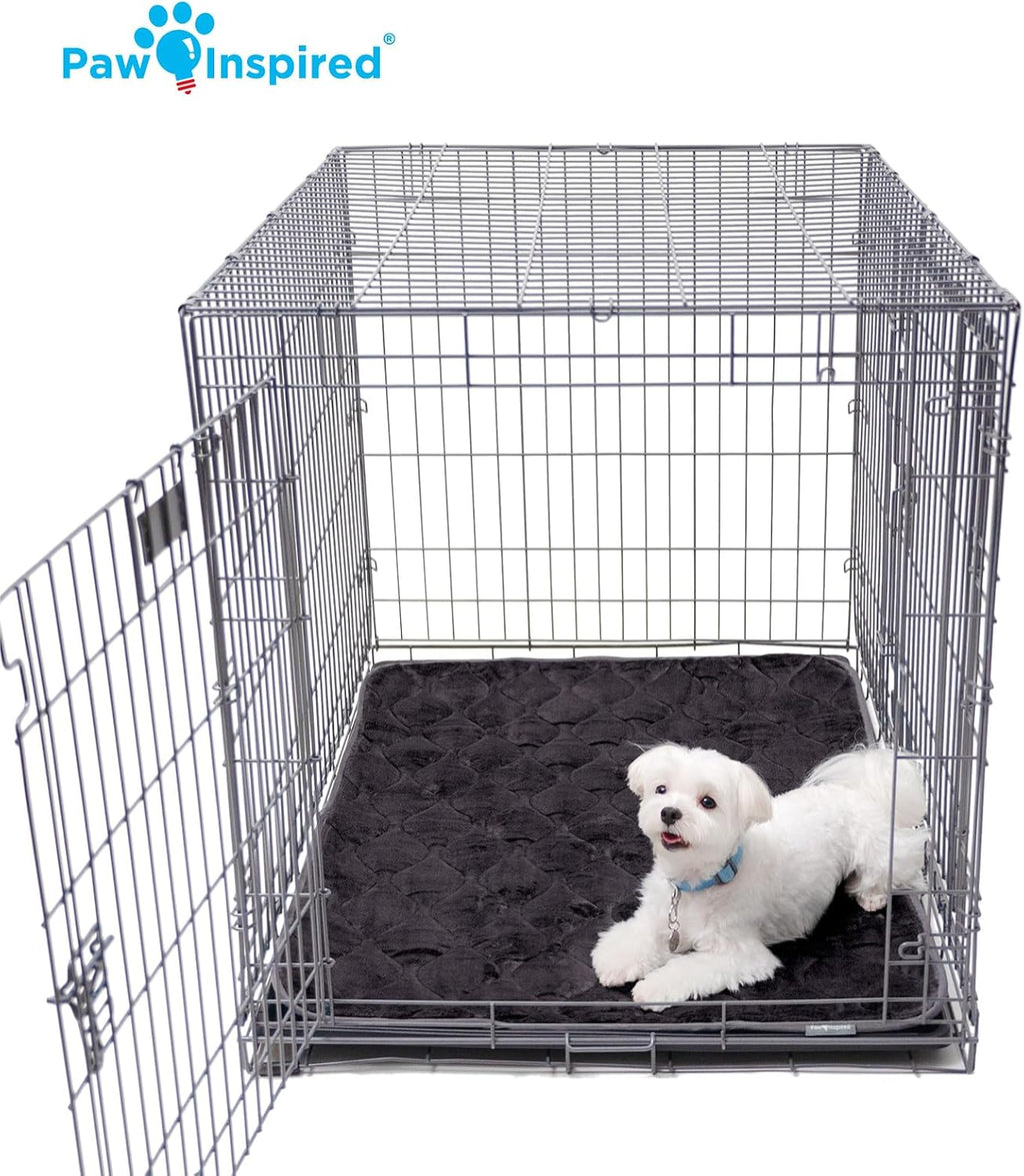 Paw Inspired Washable Padded Crate Mats for Dogs, Gray, 41x28 Inch