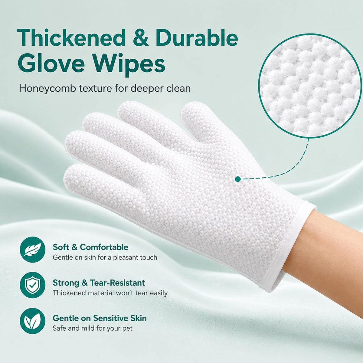 6PCS Dog Cat Grooming Wipes Glove,Waterless Pet Cleaning for Paws and Butt