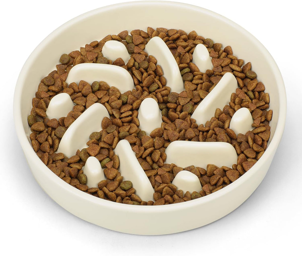 Ceramic Slow Feeder Dog Bowl, 2 Cups Maze Puzzle Dish to Slow Down Eating