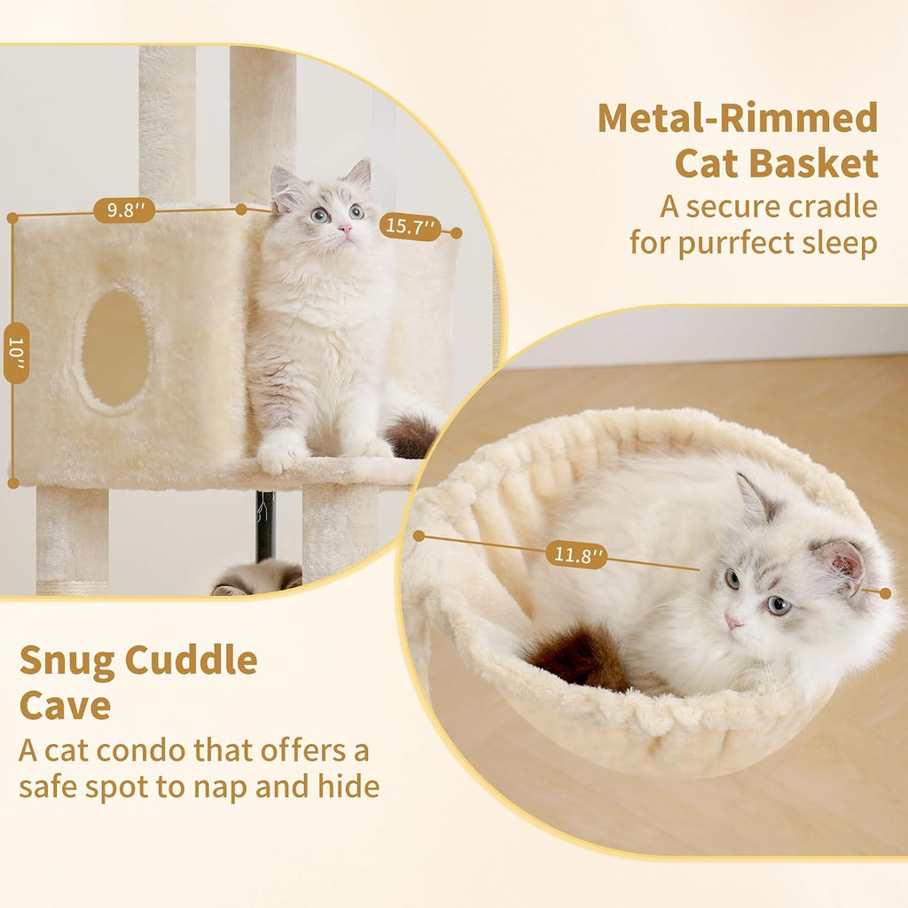 Heybly Cat Tree, 45.3" Cat Tower for Indoor Cats with Large Perch HCT202SM