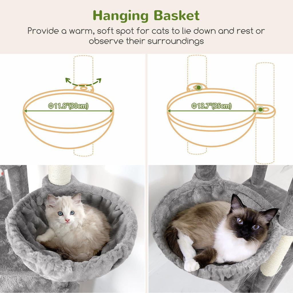 Globlazer Sturdy Extra Large Cat Tower for Indoor Cats, S81C, Light Grey