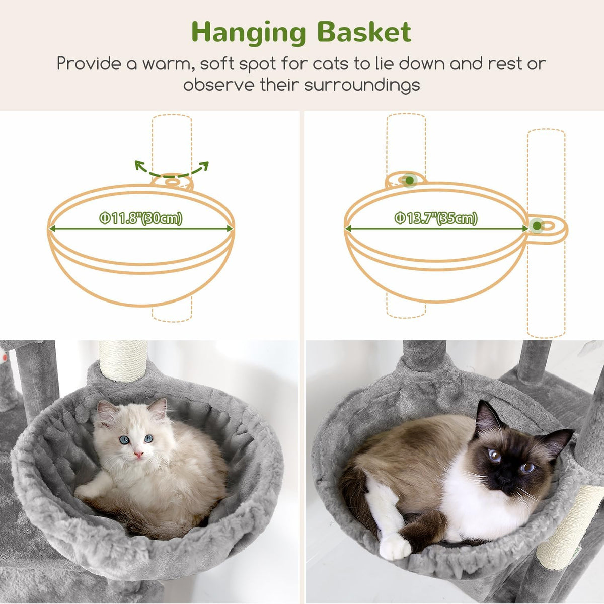 Globlazer Sturdy Extra Large Cat Tower for Indoor Cats, S81C, Light Grey