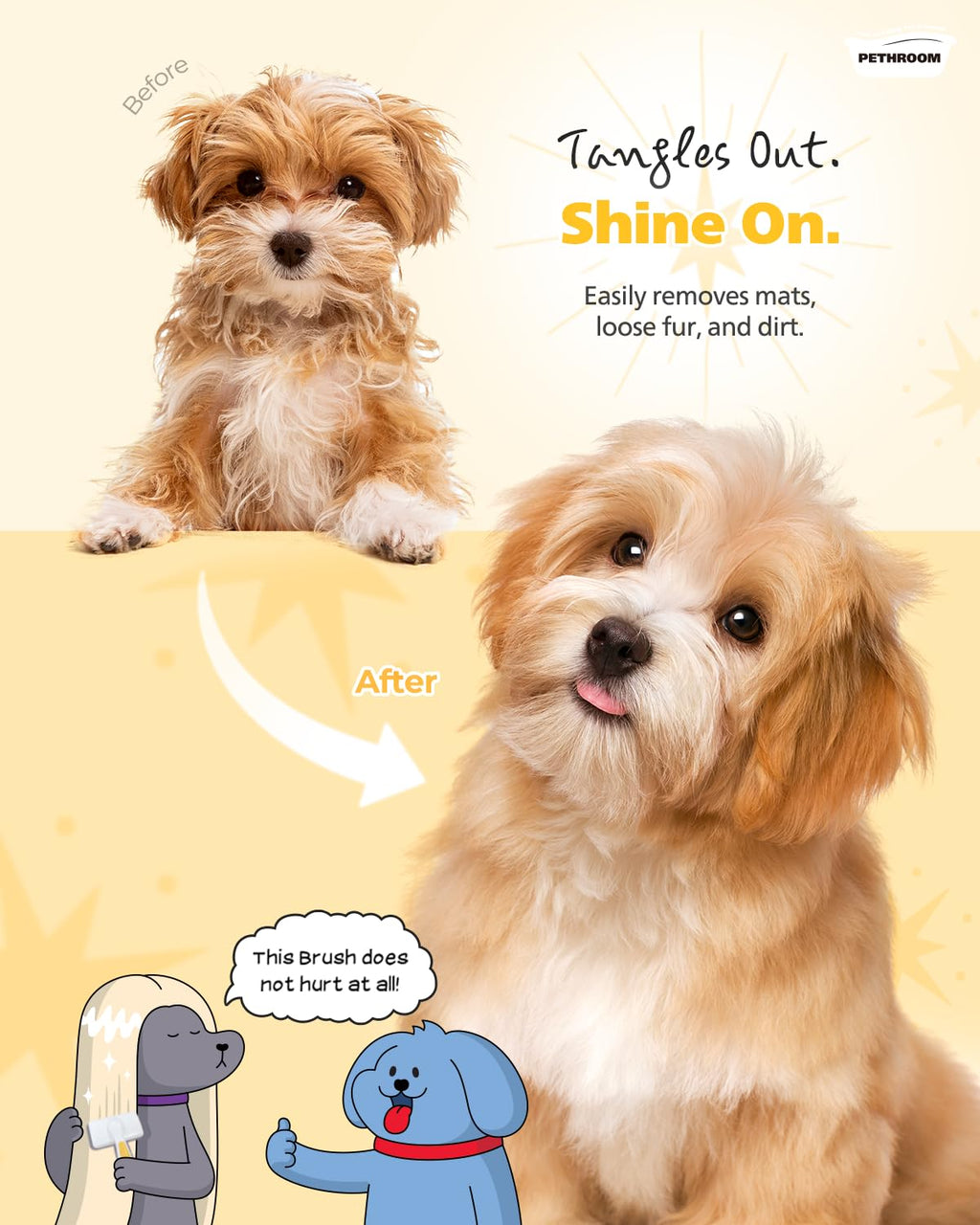 PETHROOM Self-Cleaning Slicker Brush for Dogs & Cats (Pack of 2)
