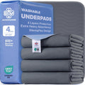 Accompagner Incontinence Bed Pads Washable Waterproof, Ultra-Absorbent Reusable Underpads for Diaper Changing, Nursing, Bedridden, Adults, Seniors, Kids and Dogs (Dark Gray, 24"x24"(Pack of 4))