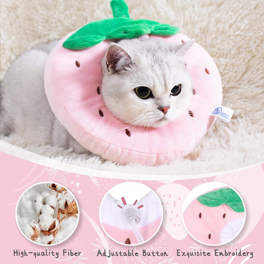 ANWA Adjustable Cat Cone Collar Soft, Cute Cat Donut Collar After Surgery