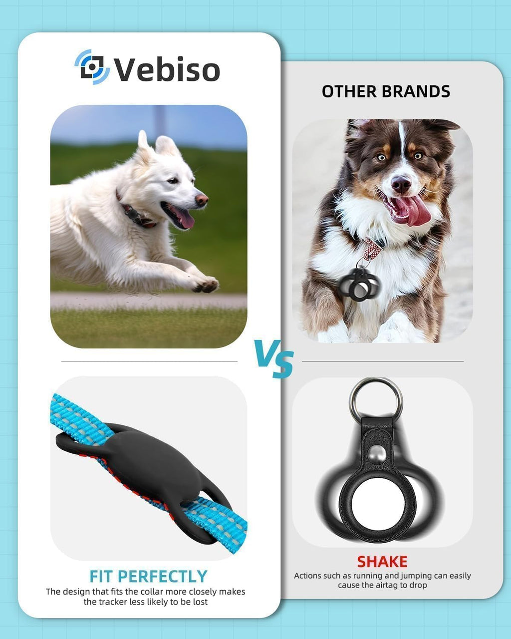 GPS Tracker, iOS Only, No Monthly Fee, Smart Pet Activity Tracker, Black 2P