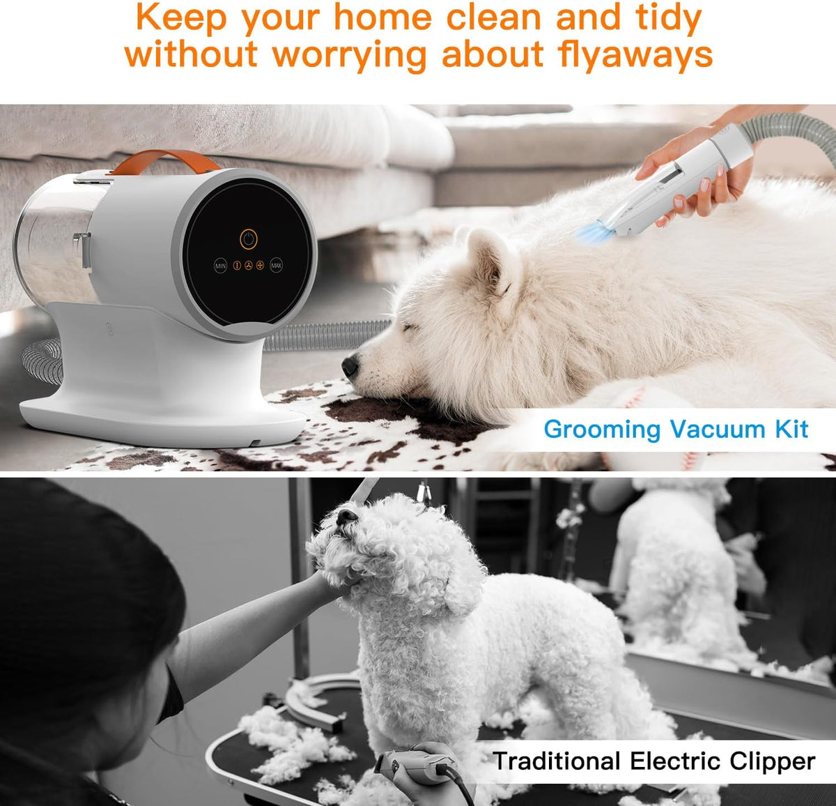 Fixr Pet Grooming Vacuum & Dog Hair Vacuum, 12000Pa Powerful Pet Grooming Kit with 2L Large Dust Cup, Low Noise Dog Vacuum for Shedding Grooming Hair, 3 Suction Levels, 5 Grooming Tools