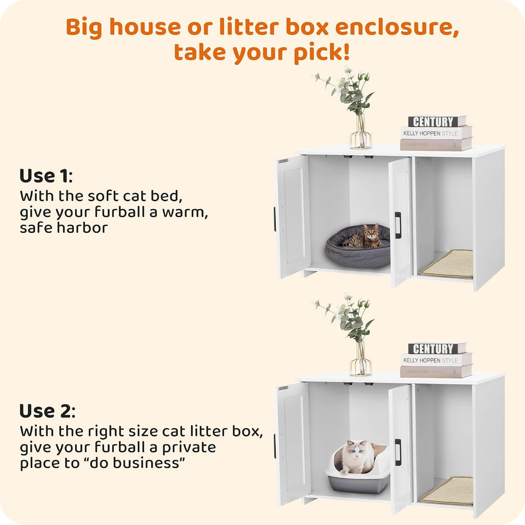 Dwanton Cat Litter Box Enclosure, with Scratching Mat, 31.5" x 19.7"x 21.7"
