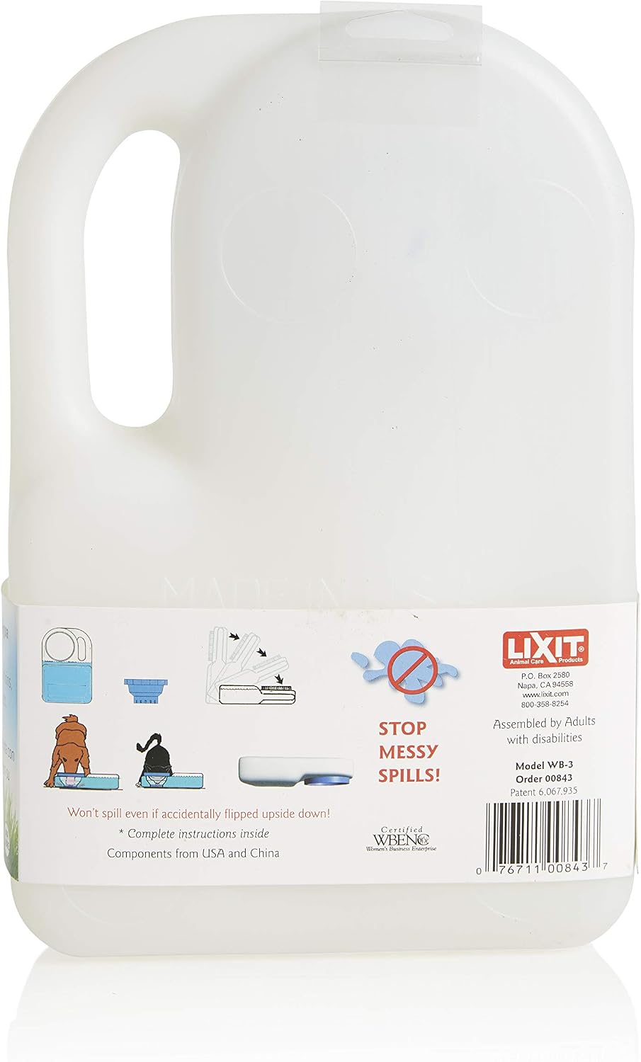 Lixit® Water Boy Portable Travel Dog Bowl - 3 Quart Spill Free Self Filling Pet Water Bowl - Made in USA (White, 2 Pack) 
