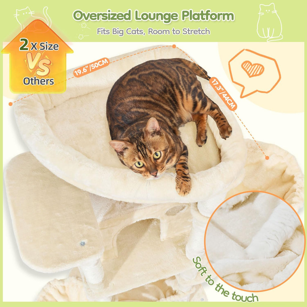 Taoqimiao 72 in Cat Tree, XXL Cat Tower for Indoor Cats Large Adult 25Lbs+