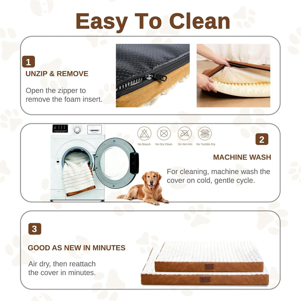 Orthopedic Dog Bed for Large Dogs,Firm Egg Crate Foam,Non-Slip Bottom,Brown