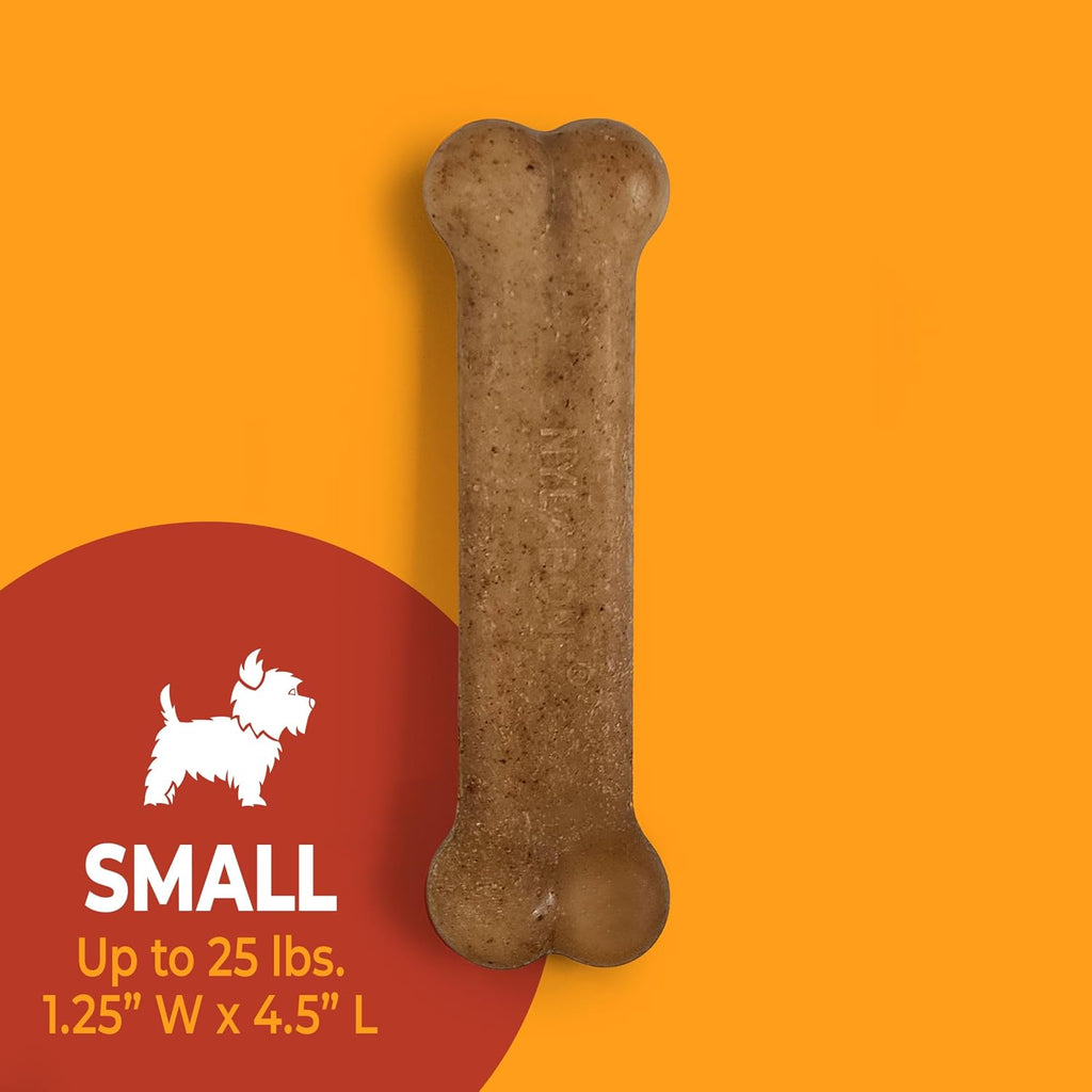 Nylabone Strong Chew Original Bone Dog Toy Made with Real Chicken | Dog toys for aggressive chewers, small dog chew bones up to 25 lbs, helps clean teeth and freshen breath