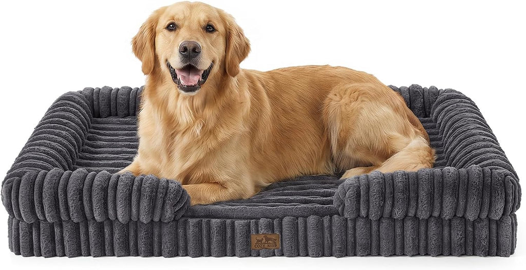 COZY KISS Orthopedic Warming Dog Beds Large Sized Dog, 48“, XXL, Dark Gray