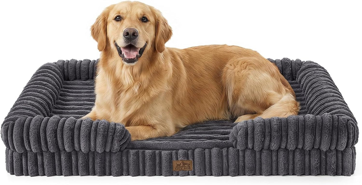 COZY KISS Orthopedic Warming Dog Beds Large Sized Dog, 48“, XXL, Dark Gray
