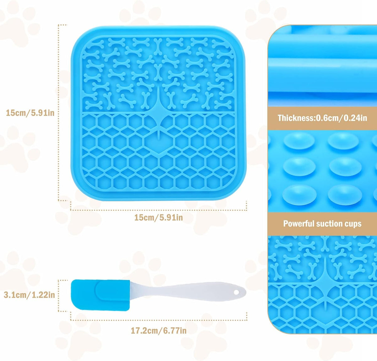 Lick Mat for Dogs - Slow Feeder Licking Mat with Suction Cups for Peanut Butter, Food Treats & Yogurt - 4 Pack