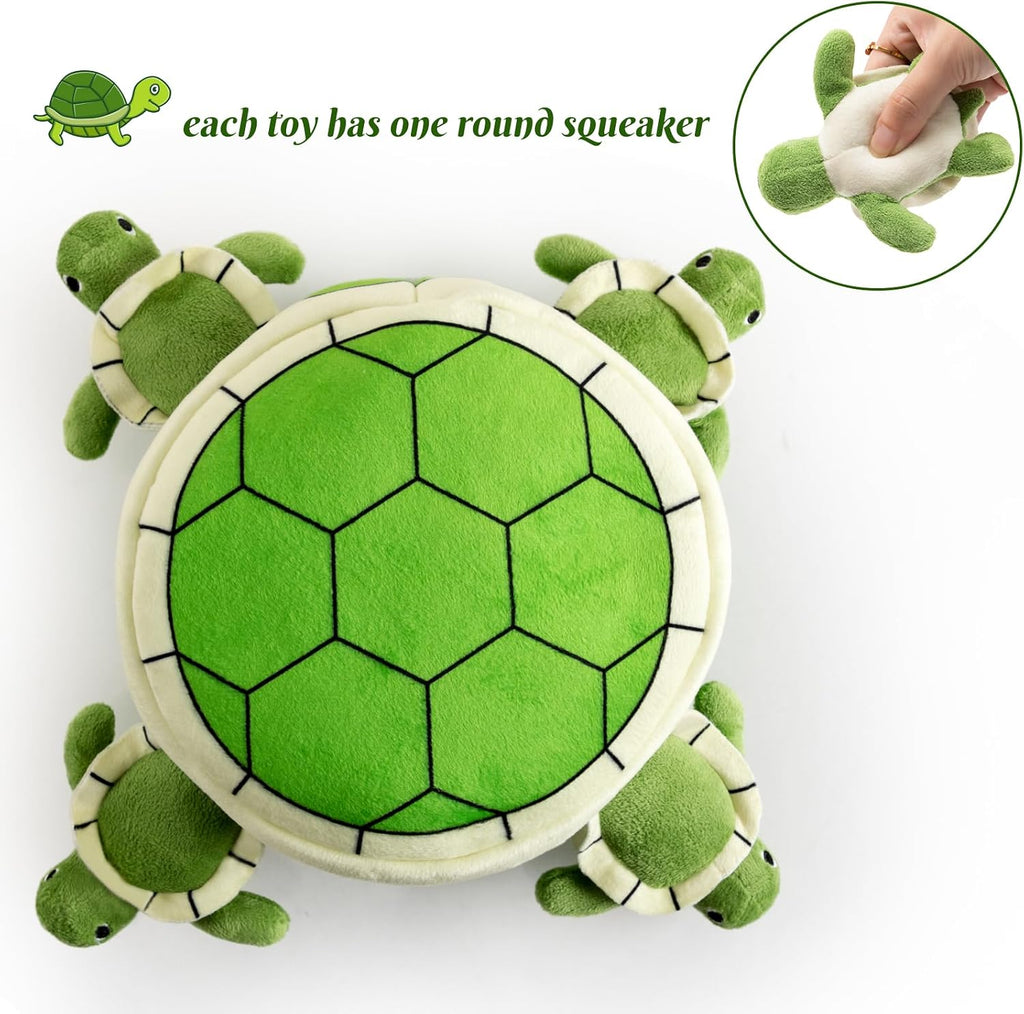 Hollypet Squeaky Hide and Seek Dog Toys for Small and Medium Dogs, Turtle | Interactive Plush Stuffed Dog Squeak Toys for Small Medium Sized Dogs and Non-Aggressive Chewers, Puppy Teeth Clean Chew Toys