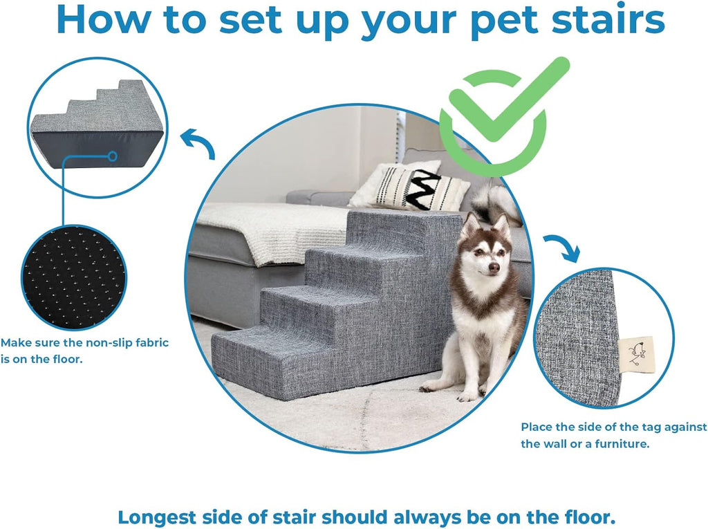 Best Pet Supplies Dog Stairs & Steps - Foam Steps for Small Dogs & Cats, Non-Slip Indoor Balanced Pet Step Support, Dog Ramp, No Assembly, Dark Brown, 3-Step (13.5-inch Height)