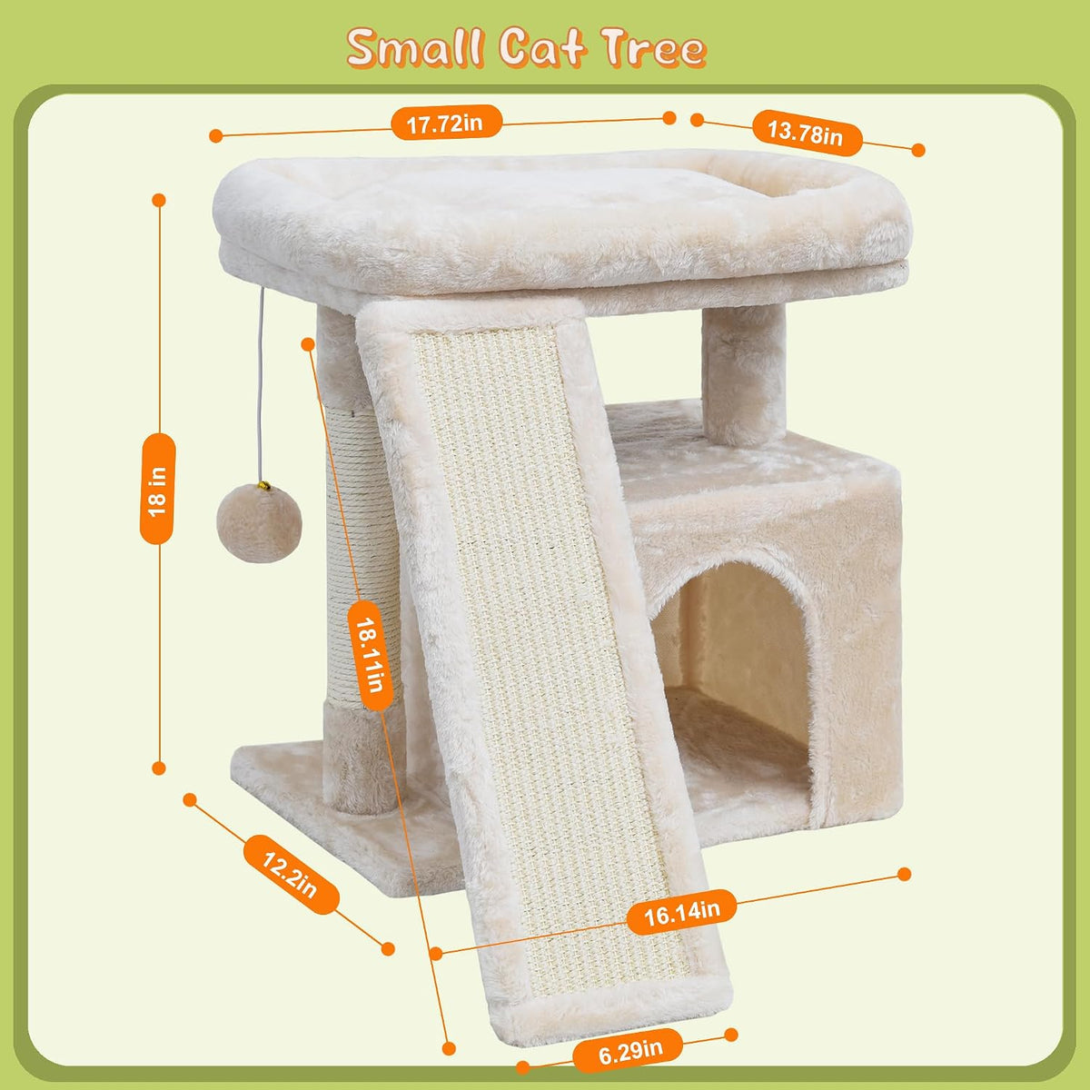 Small Cat Tree, Cat Tower with Scratching Post & Perch & Condo
