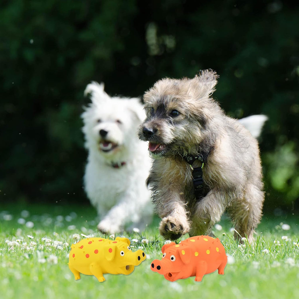 Squeaky Pig Dog Toy, 2 PCS Durable Latex Rubber Dog Toys for Chewing