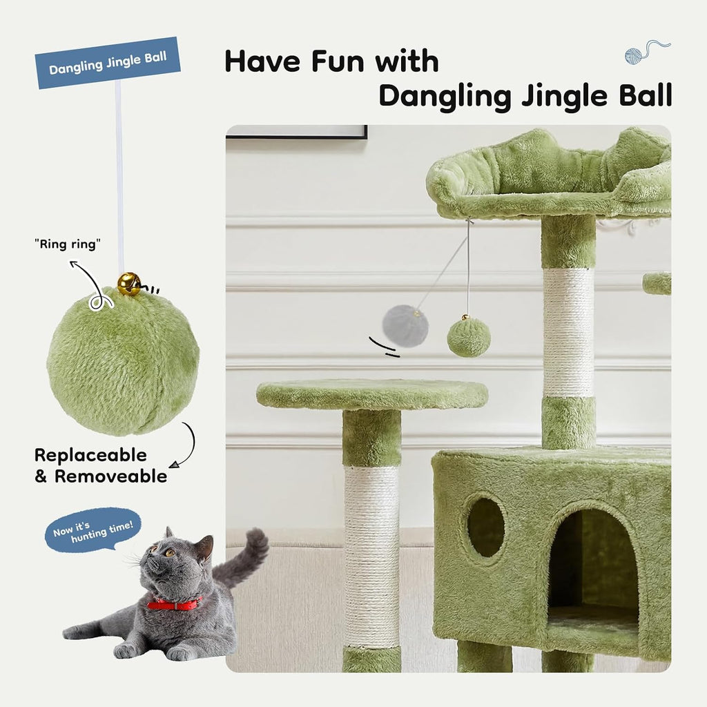 54 in Cat Tree Tower with Natural Sisal Scratching Post
