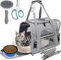 Pet Carrier Bag Airline Approved Up for Cats and Dogs Up to 20LBs, Soft Cat Carrier Dog Carrier Travel Kitten Carrier with Mat, Nail Clipper, Brush, Foldable Bowl Cat Accessories