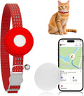 Cat Tracker, MINI Pet Tracker for Cats, Cat GPS Tracker Compatible with Apple Find My App(Only iOS), Real-Time Tracking, Precise Positioning,No Monthly Fee,Long-Life Battery, Smart Alerts,Red