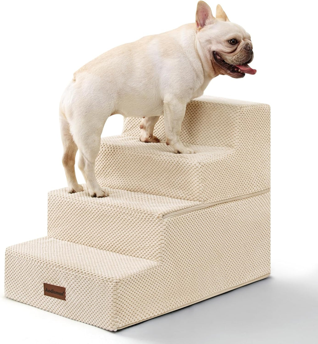 Aodisman Dog Steps for Bed & Couch,18.5" H 4-Step Pet Stairs for Small Dogs