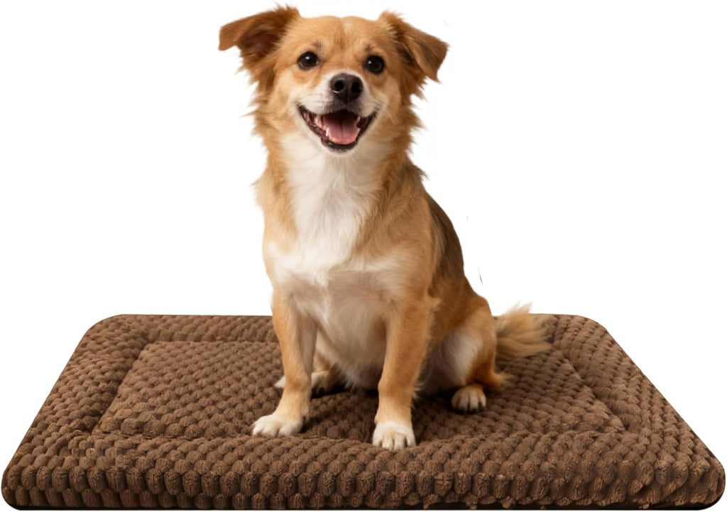 Dog Bed Mat,Reversible & Ultra Soft Kennel Pad-Machine Washable Pet Bed for Dogs & Cats-All-Weather Crate Liner for Crates,Carriers & Travel (Dark Brown, 30" L x 20" W x 1.5" Th)