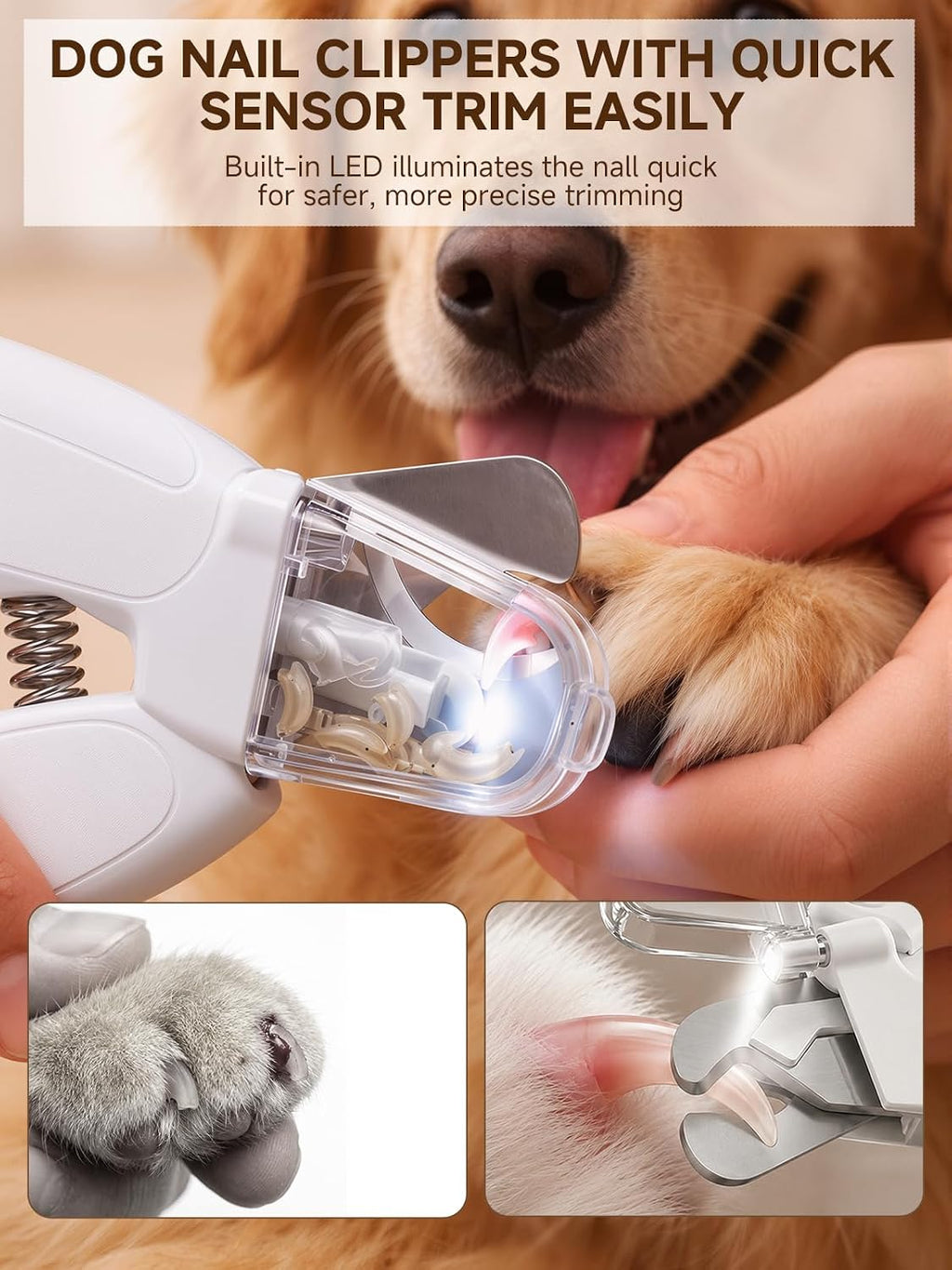 Dog Nail Clippers with Light, Dog Cat 2-in-1 Nail Clipper & Grinder Trimmer